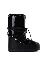 Love Moschino | Black Faux-Leather Moon Boots | Lyst