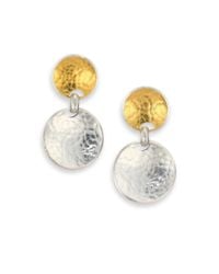 Gurhan | Metallic Hourglass 24k Yellow Gold & Sterling Silver Double-drop Earrings | Lyst