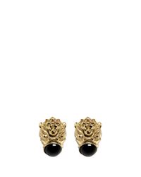 Ela Stone | Metallic 'arie' Lion Head Onyx Brass Stud Earrings | Lyst