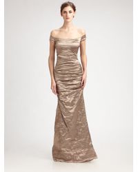 Nicole Miller | Off -the-shoulder Metallic Gown | Lyst