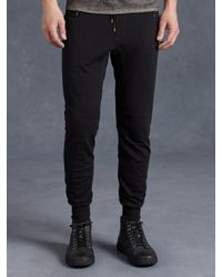 John Varvatos | Black Cotton Knit Biker Pant for Men | Lyst