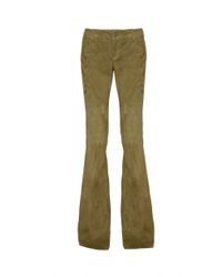 Alice + Olivia - Green Suede Bell Pant - Lyst