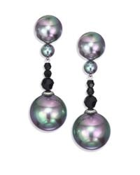 Majorica | Gray 12mm-14mm Grey Round Pearl, Hematite & Sterling Silver Drop Earrings | Lyst