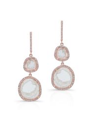 Anne Sisteron - Pink 14kt Rose Gold Diamond Slice Duo Drop Earrings - Lyst
