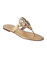 Lyst - Tory Burch Miller Thong Sandal Gold Leather in Metallic
