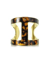 Michael Kors - Metallic Maritime Link Gold Tone And Tortoise Acetate Cuff - Lyst