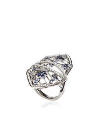 Bochic | Blue Sapphire and Diamond Flower Shield Ring | Lyst