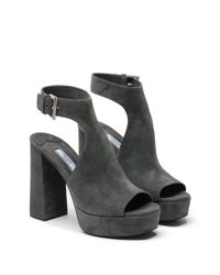Prada | Gray Suede Platform Sandals | Lyst