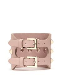 Valentino | Pink 'rockstud' Wide Leather Bracelet | Lyst