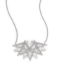 Adriana Orsini | Metallic Deco Pave Triangle Burst Necklace/silvertone | Lyst