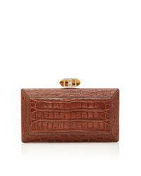 Judith Leiber | Brown Cigar Cayman Crocodile Rectangle Coffered | Lyst