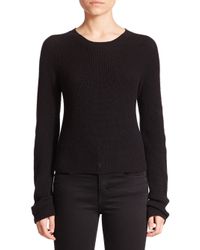 Helmut Lang | Black Cropped Merino Wool & Cashmere Sweater | Lyst