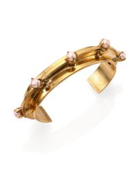 Aesa | Metallic Muse 6Mm Pink Freshwater Pearl Reflection Cuff Bracelet | Lyst