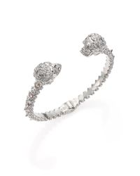 Alexander McQueen | Metallic Punk Rose Twin Skull Studded Cuff Bracelet/silvertone | Lyst