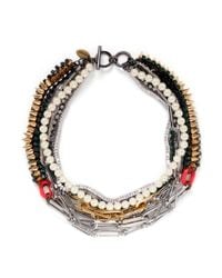 Venna | Multicolor Crystal Spike Pearl Chain Necklace | Lyst