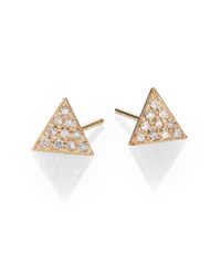 Zoe Chicco | Metallic Diamond & 14k Yellow Gold Triangle Stud Earrings | Lyst
