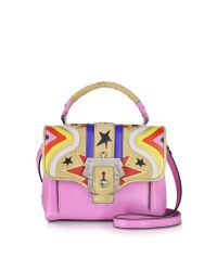 Paula Cademartori - Pink Dun Dun Intarsio Big Bang Velvet Rose Leather And Suede Satchel - Lyst