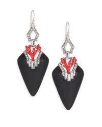 Alexis Bittar | Metallic Coral Deco Lucite, Crystal & Enamel Baguette Drop Earrings/black | Lyst