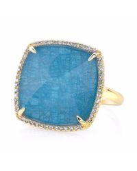 Anne Sisteron - Metallic 14kt Yellow Gold Apatite Diamond Cushion Cut Cocktail Ring - Lyst