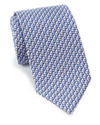 Ferragamo | Blue Greyhound Print Silk Tie for Men | Lyst