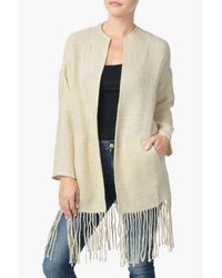 7 For All Mankind Natural Fringe Cocoon Coat In Cream