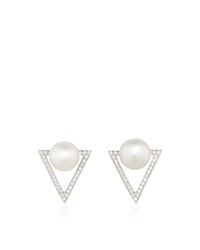 Fallon | Metallic Pave Pearl And Triangle Earrings | Lyst