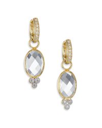 Jude Frances | Metallic Provence White Topaz, Diamond & 18k Yellow Gold Oval Earring Charms | Lyst