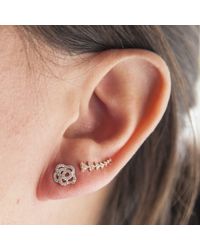 Anne Sisteron - Metallic 14kt Yellow Gold Diamond Camellia Flower Stud Earrings - Lyst