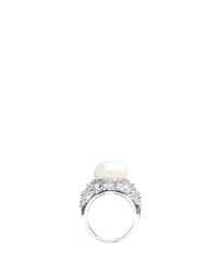 CZ by Kenneth Jay Lane | Metallic Pearl Centre Cubic Zirconia Ring | Lyst