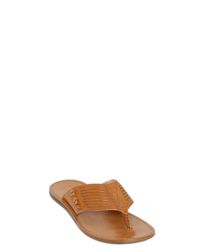 Pollini | Brown Laser-cut Leather Flip Flops | Lyst