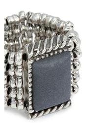Philippe Audibert | Metallic Square Agate Milgrain Elastic Ring | Lyst