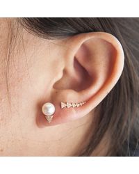 Anne Sisteron - Metallic 14kt White Gold Pearl Diamond Triangle Stud Earrings - Lyst