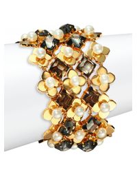 Tory Burch | Metallic Babylon Faux Pearl Mesh Bracelet | Lyst