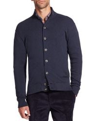 Saks Fifth Avenue | Blue Pima Cotton Knit Cardigan for Men | Lyst