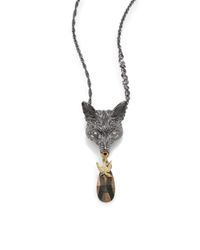 Alexis Bittar | Metallic Elements Dark Phoenix Pyrite & Crystal Long Fox Head Pendant Necklace | Lyst