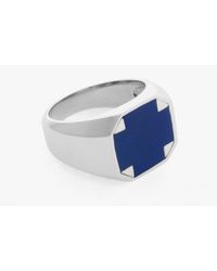 Tateossian - Blue Octagonal Ring In Silver With Lapis for Men - Lyst