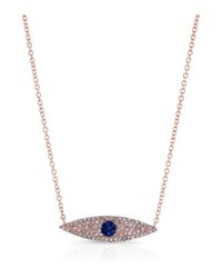 Anne Sisteron | Pink 14kt Rose Gold Diamond And Sapphire Evil Eye Necklace | Lyst