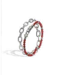 John Hardy | Red Legends Naga Double Wrap Silver Link Bracelet | Lyst