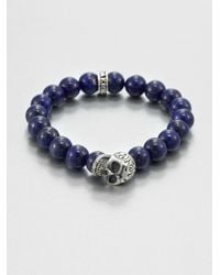 King Baby Studio | Blue Sterling Silver Beaded Skull Braceletlapis for Men | Lyst