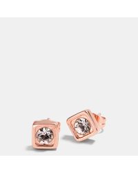 Coach Pave Square Stud Earrings In Pink Lyst Women S Pink Pave Square Stud Earrings