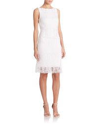 St. John | White Fringed Knit Dress | Lyst