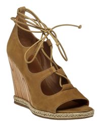 Tory Burch | Natural Raya Lace-Up Wedge Sandals | Lyst