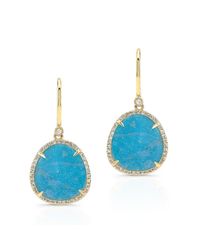 Anne Sisteron | 14kt Yellow Gold Blue Apatite Diamond Mini Organic Earrings | Lyst