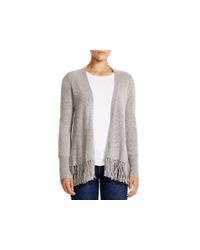 Moon & Meadow | Gray Fringe Hem Cashmere Cardigan | Lyst