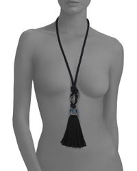 Lanvin | Metallic Knotted Long Tassel Pendant Necklace | Lyst