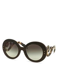 Prada | Brown Wooden Baroque Round Sunglasses | Lyst