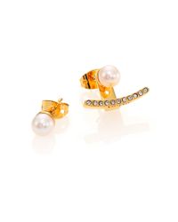 Vita Fede | Metallic 6mm White Pearl & Crystal Ear Jacket & Stud Earrings Set | Lyst