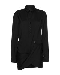 Anthony Vaccarello | Black Draped Front Shirt Dress | Lyst