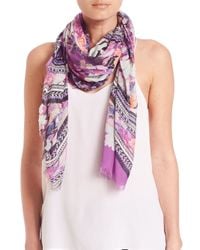 Roberto Cavalli | Purple Secret Garden Scarf | Lyst