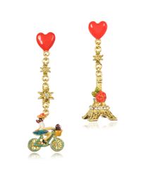 Les Nereides | Metallic Paris Mon Amour Heart Drop Earrings | Lyst